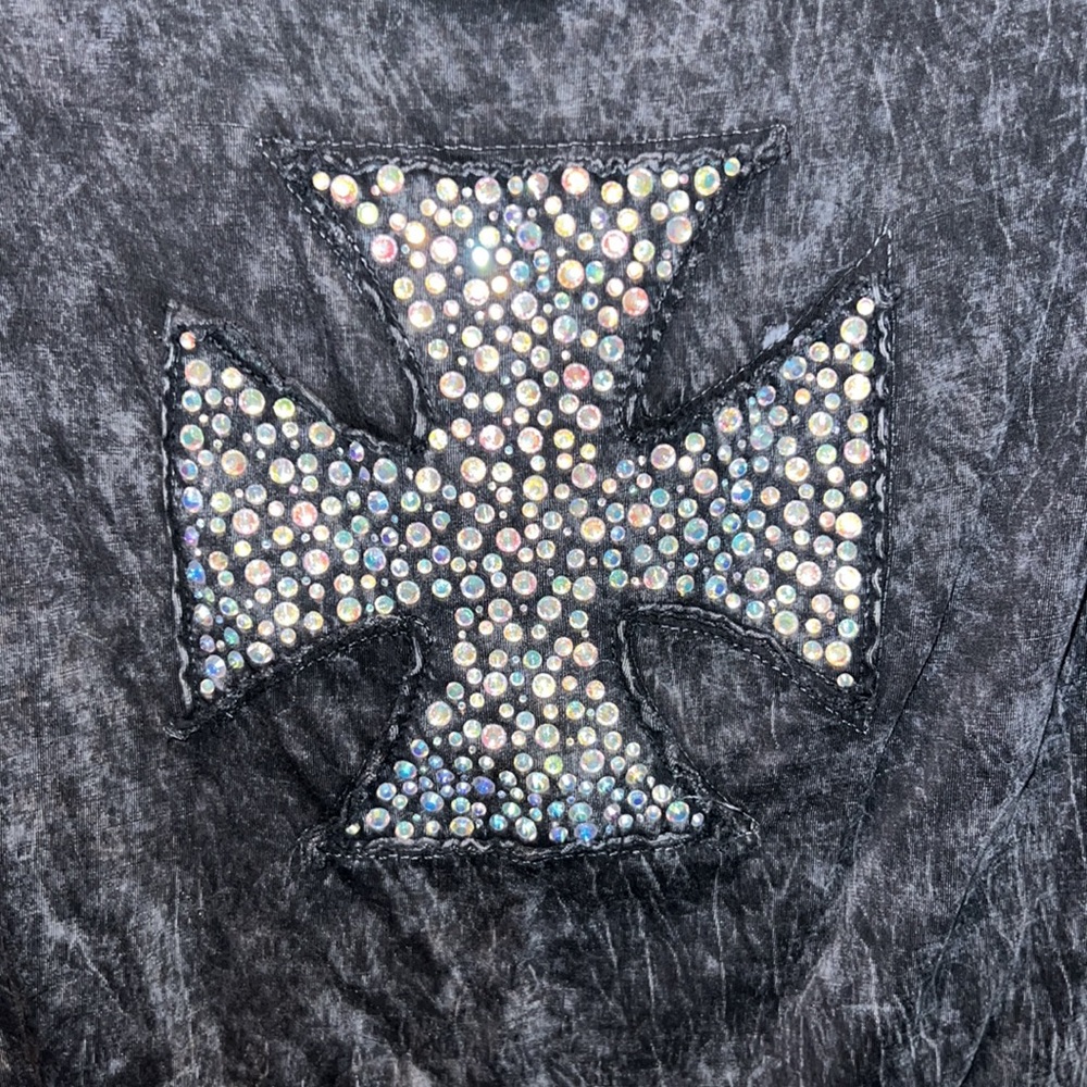 Velvet Stone Rhinestone Cross Tee - Picture 2 of 4